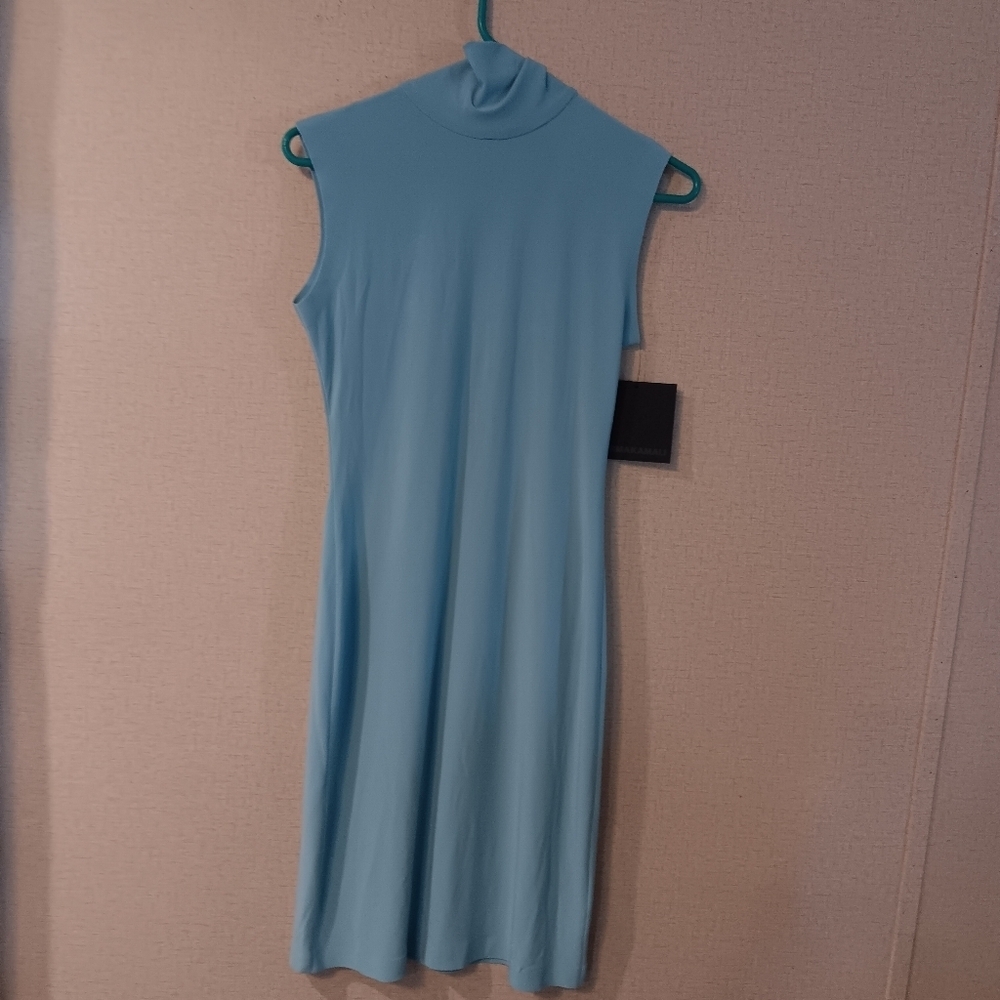 Norma Kamali Sky Blue Midi Dress Sz XS